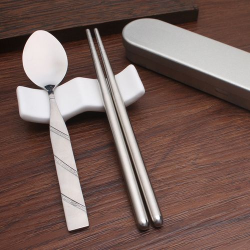 创意不锈钢餐具便携式筷勺二件套装礼盒旅行装