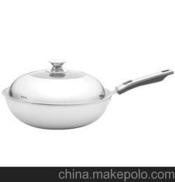 永康不锈钢炒锅 三宇厨具专业生产厨房用品 高档三层钢炒锅